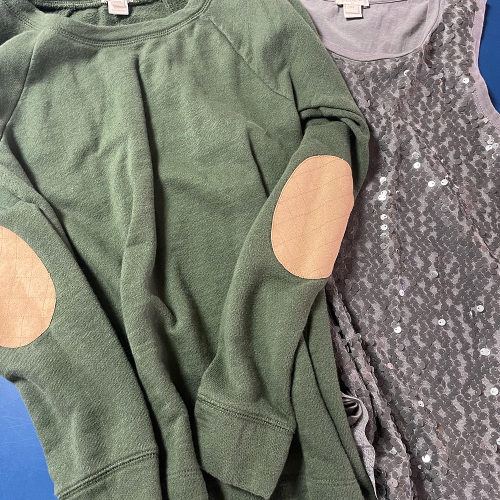J. Crew Green Kids Sweatshirt with Tan Elbow Patches